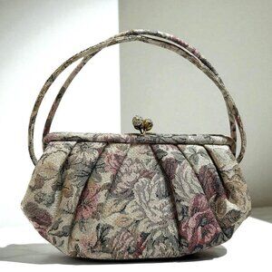 Vintage 50's/60's Lewis Sparkling Floral Print Evening Bag Handbag with Comb